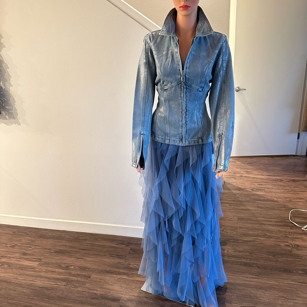 Blue Layered Tulle Skirt